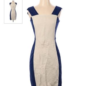 NWT-DKNY Blue & Cream Dress with Cute Open Hole Shoulder Straps